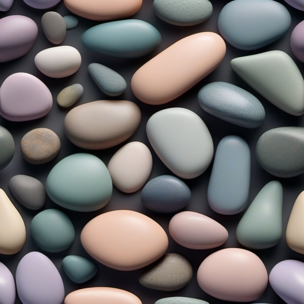 Smooth garden stones with an array of sizes and soft, pastel colors top view, product photoshoot realistic background, hyper detail, high resolution