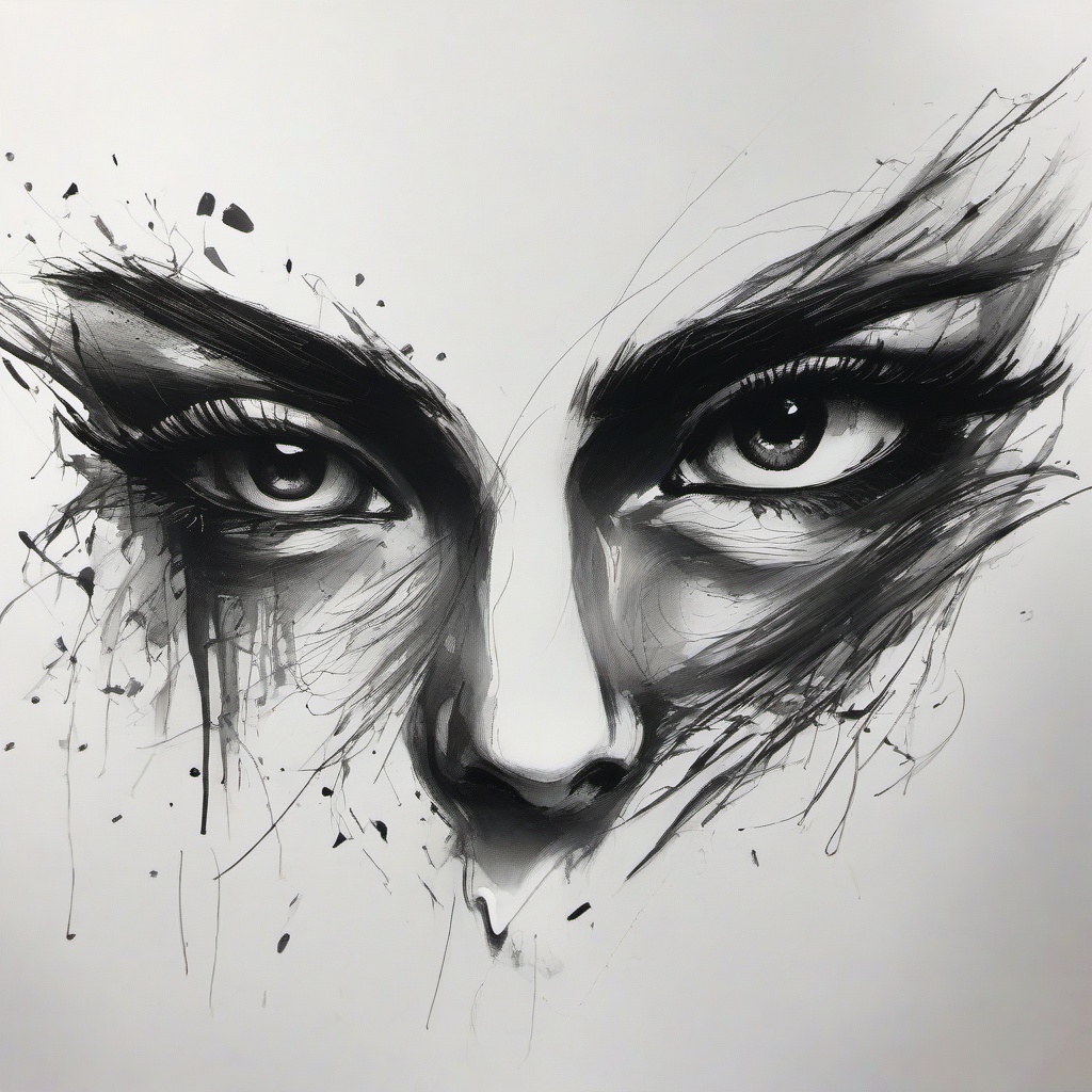 drawing of expressive eyes  minimal rough sketch scribbles,doodles,black and white