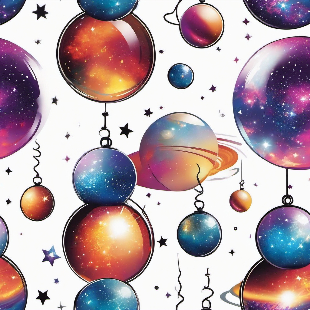 Galactic Grooves - Infuse cosmic vibes into your tattoo with a disco ball set against a galaxy backdrop.  tattoo style, white background