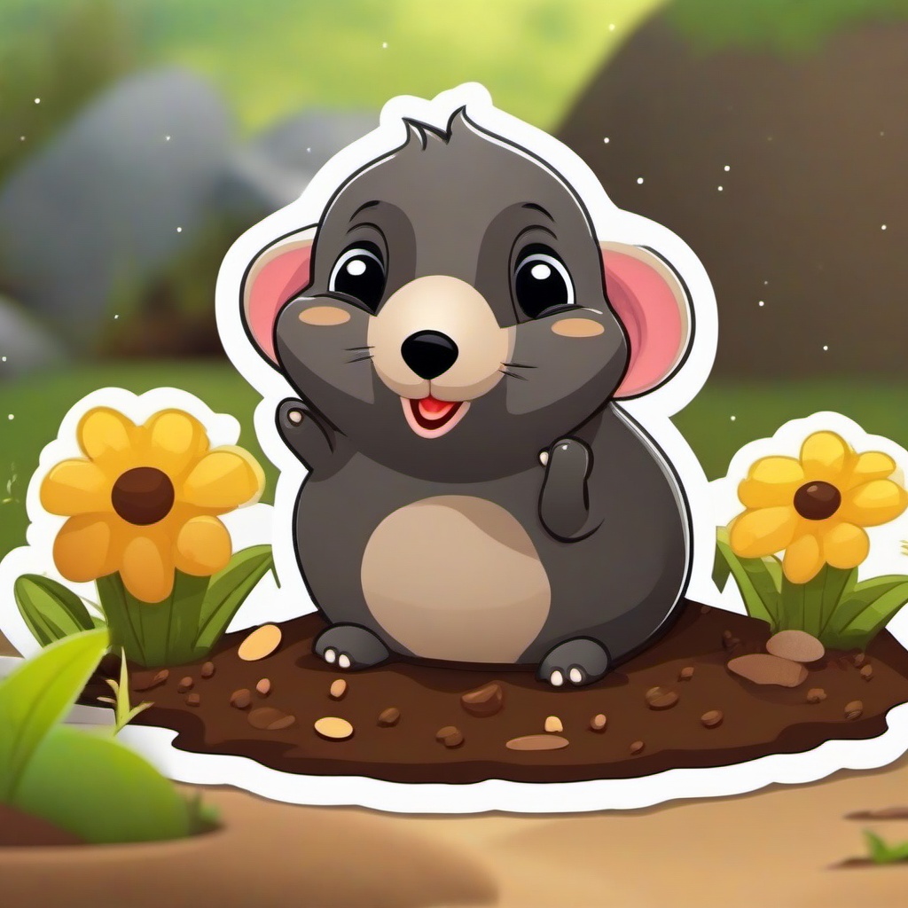 Mole cartoon - digging animal with tiny eyes  cartoon sticker style