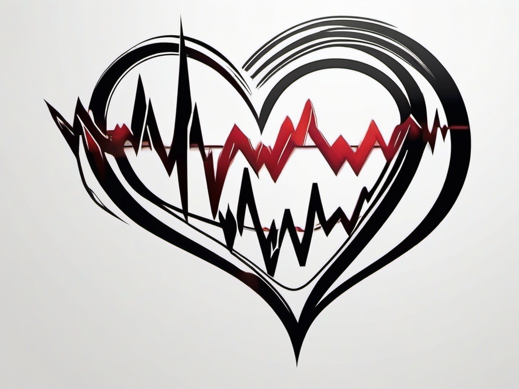 Heart Beat Rate Tattoo - Showcase the dynamic nature of love with a tattoo featuring the heartbeat and the word rate.  simple vector color tattoo,minimal,white background