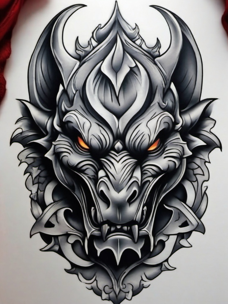 gargoyle tattoo art  simple color tattoo design,white background