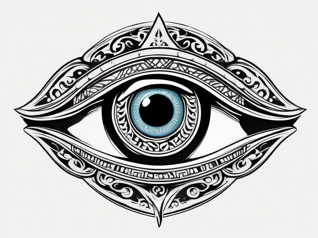 Female Greek Evil Eye Tattoo - Ward off negativity with a unique tattoo featuring the female Greek evil eye, a symbol of protection and good luck.  simple color tattoo design,white background