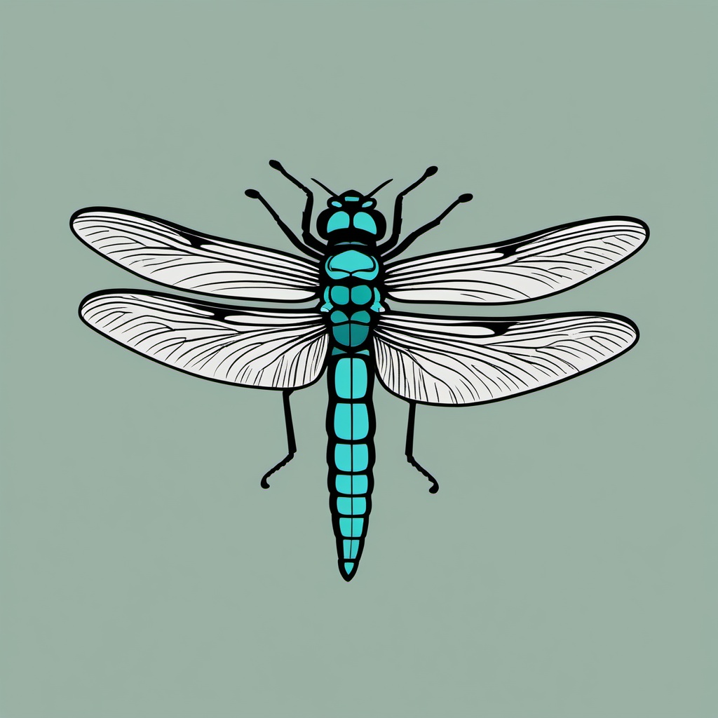 Elegant Dragonfly Close-Up Clip Art - Close-up of an elegant dragonfly,  color vector clipart, minimal style