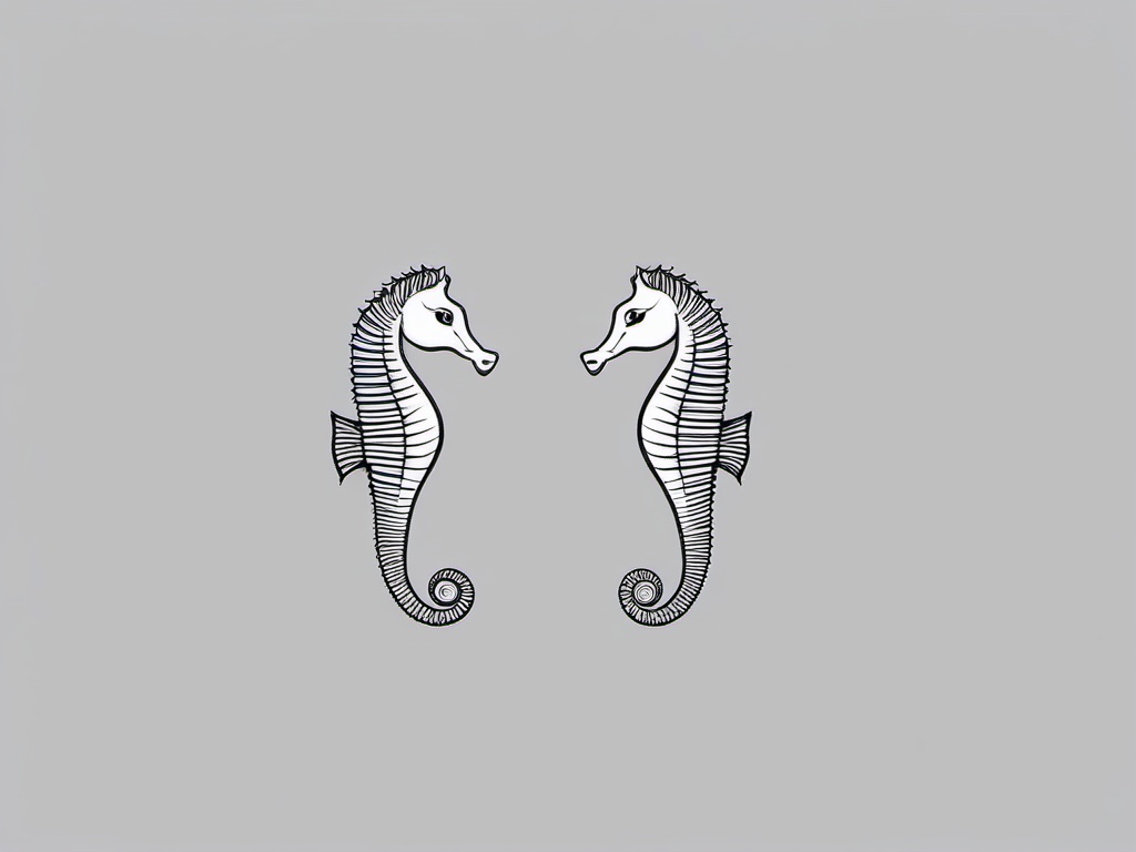 small seahorse tattoo  simple tattoo,minimalist,white background