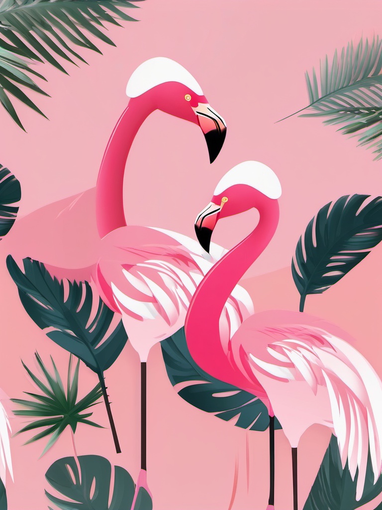 Flamingo Clipart - Flamingo with its elegant pink plumage , minimal, 2d