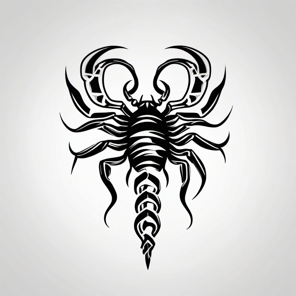 Scorpio Zodiac Tattoo - Showcase your connection to Scorpio traits with a bold and distinctive Scorpio zodiac tattoo.  simple vector color tattoo,minimal,white background