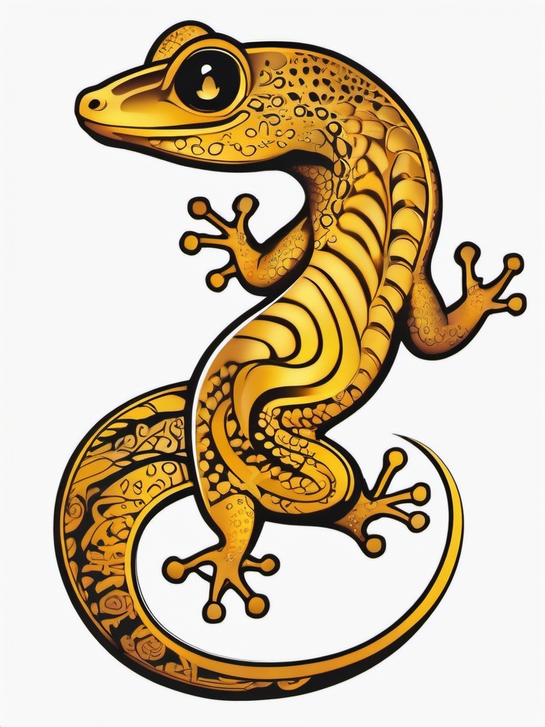 Golden Gecko Tattoo - A luxurious and radiant golden gecko tattoo design.  simple color tattoo design,white background