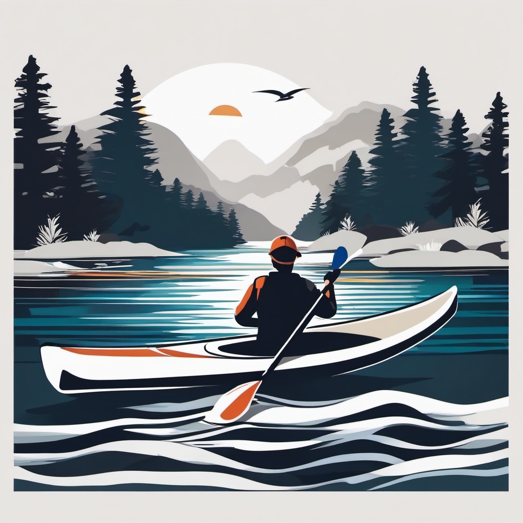 Kayaking Adventure clipart - An adventurous kayaker on the lake., ,vector color clipart,minimal