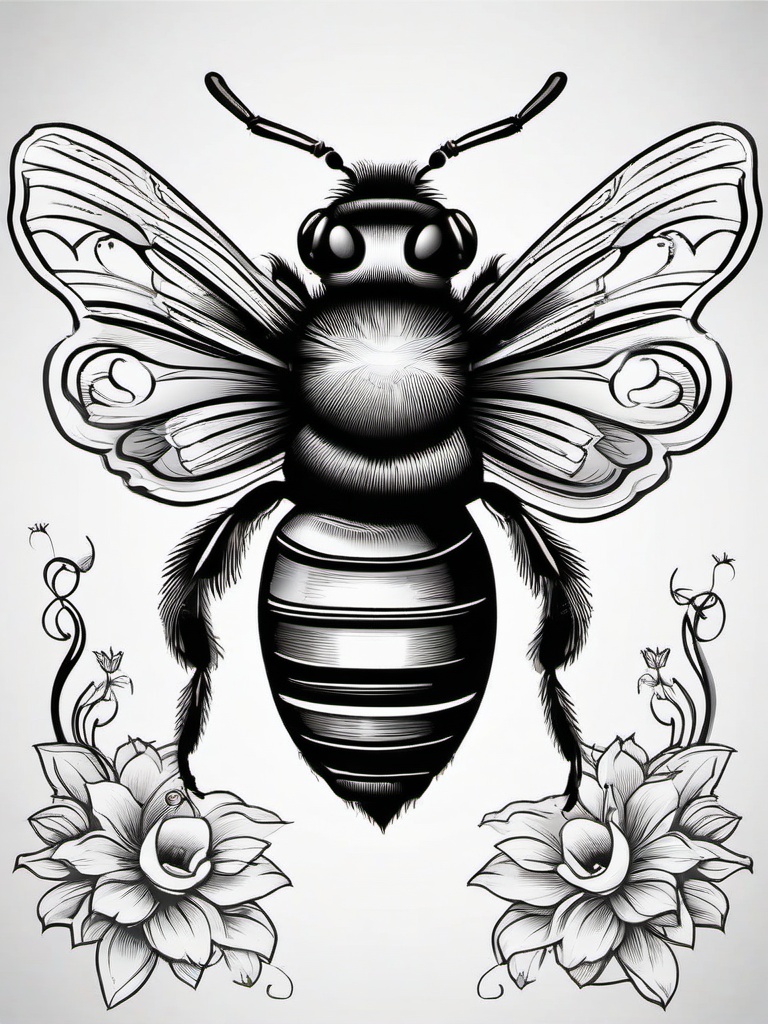 bumble bee tattoo black and white  vector tattoo design