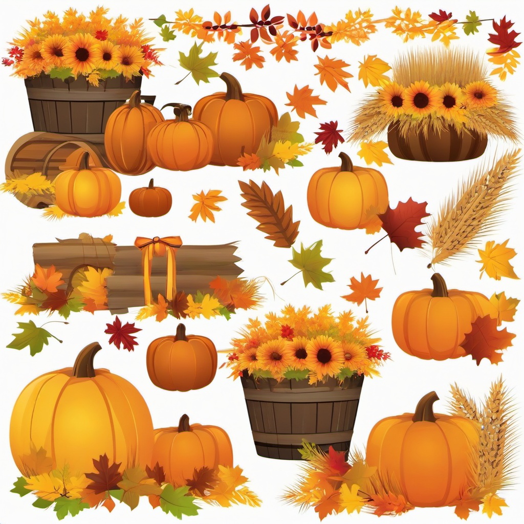 Fall clipart - fall decorations with hay bales  