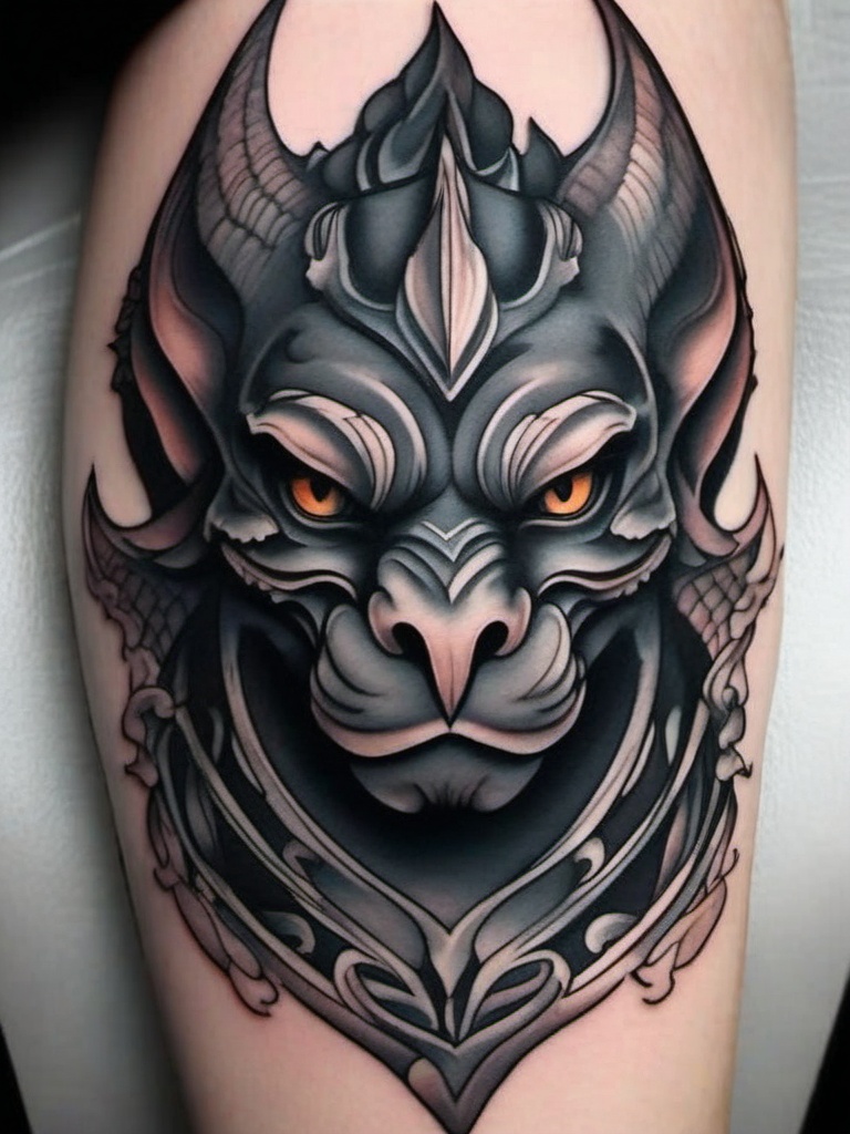 badass gargoyle tattoos  simple color tattoo design,white background