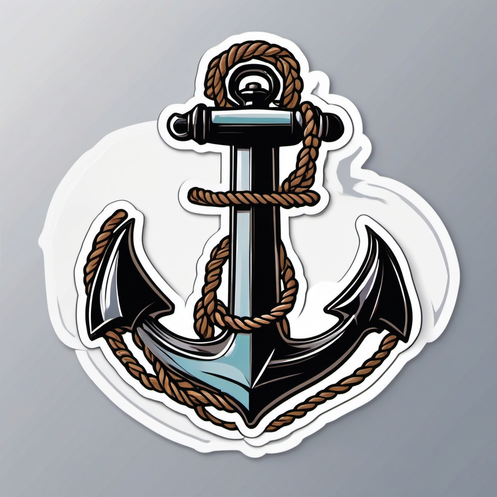 Anchor and Rope Knot Sticker - Nautical anchor with a intricately tied rope knot, ,vector color sticker art,minimal