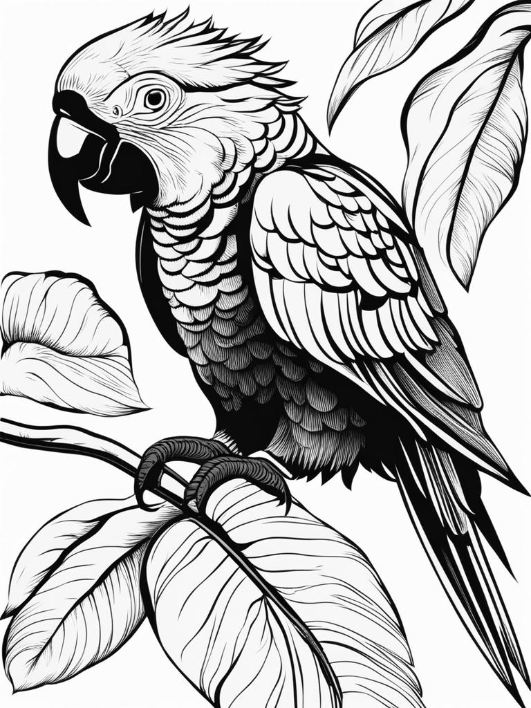 parrot clipart black and white 