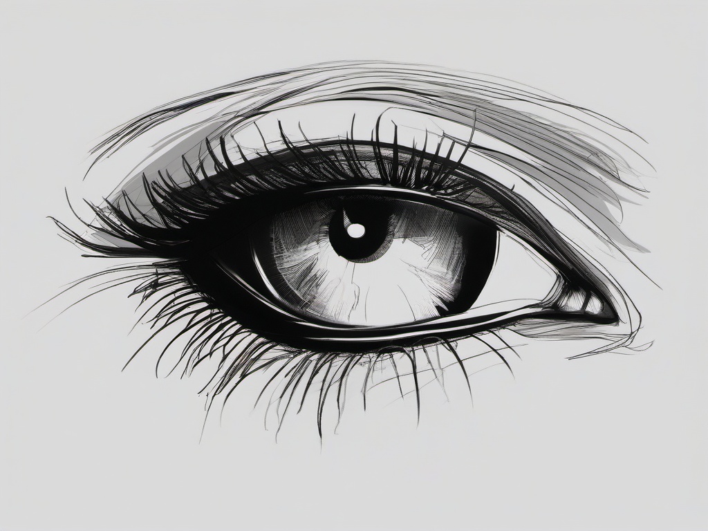 a sketch of an eye  minimal rough scribbles,doodles,black and white