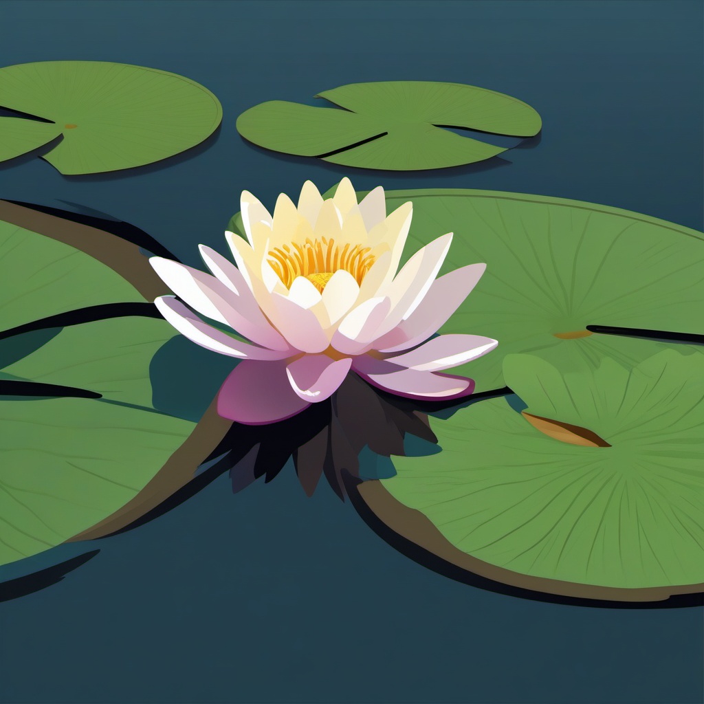 Water Lily Floating on Pond Emoji Sticker - Tranquil beauty on a serene pond, , sticker vector art, minimalist design