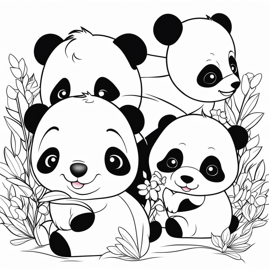 baby pandas cute animals coloring page 