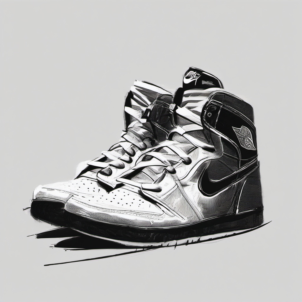 drawing of a sneaker  minimal rough scribbles,doodles,black and white