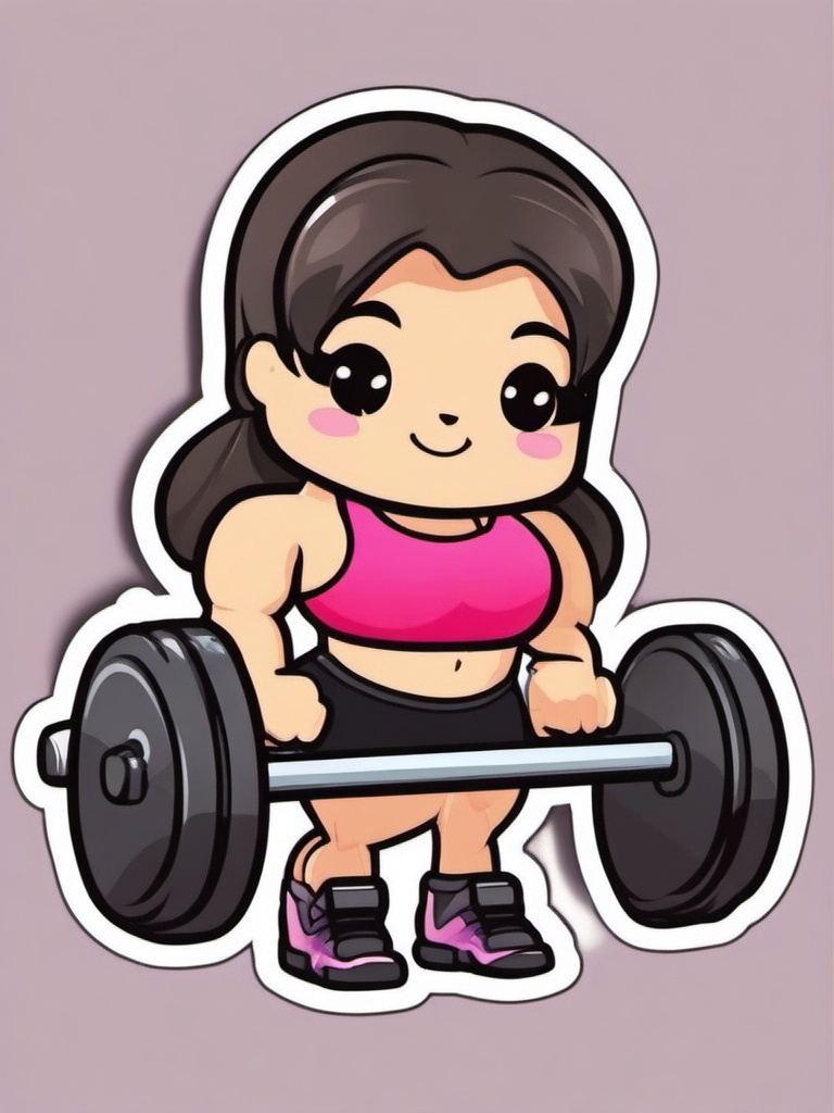 Kawaii Dumbbell sticker- Cute Strength Training, , color sticker vector art