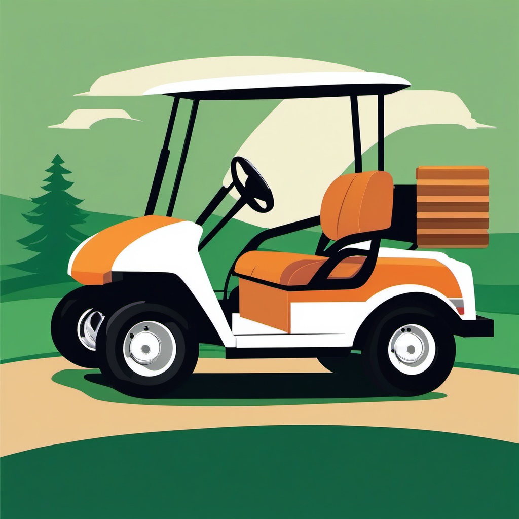 Golf Cart Clipart - A golf cart for a leisurely round on the course.  color vector clipart, minimal style