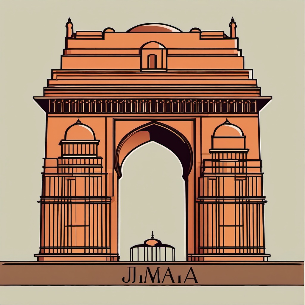 New Delhi clipart - India Gate and Jama Masjid in India,  color clipart, vector art