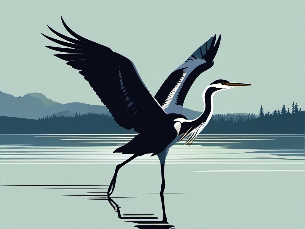 Heron clipart - Wading bird with long legs and wings in flight, ,color clipart vector style