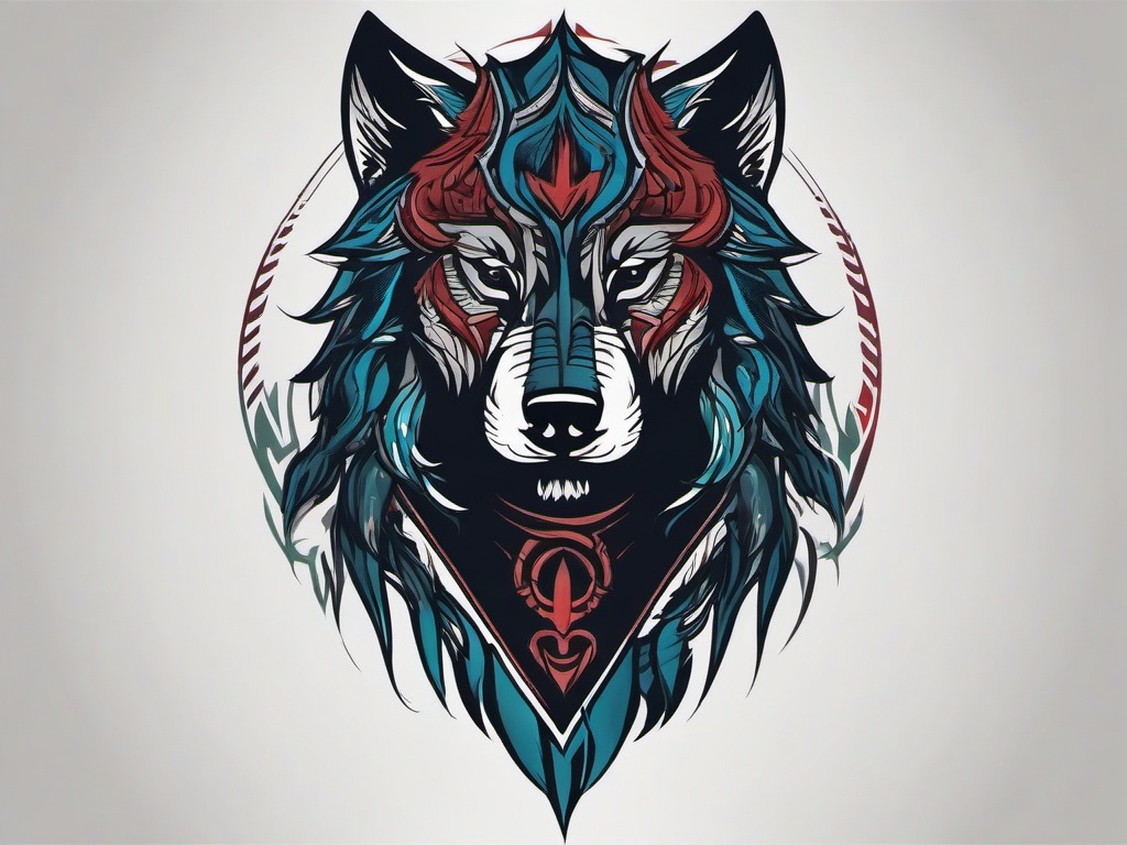 spartan wolf tattoo  simple vector color tattoo