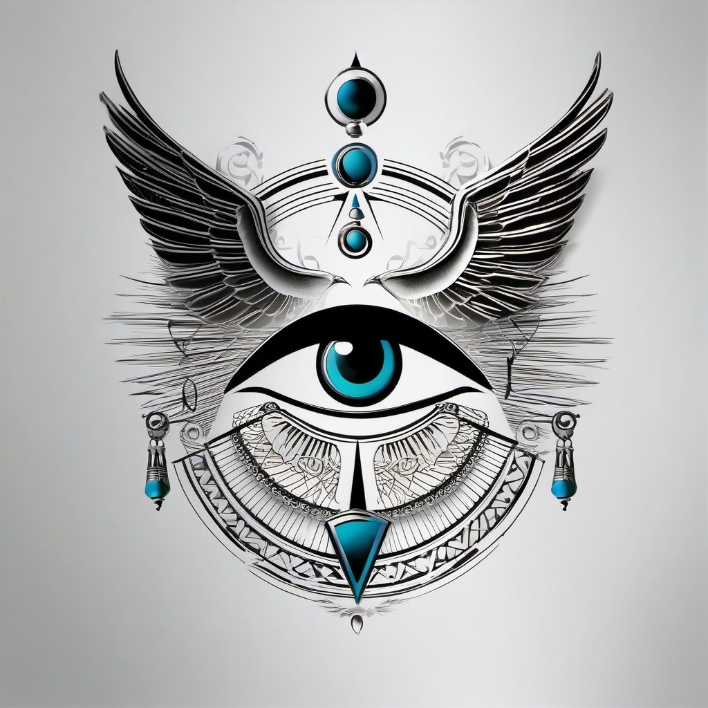 eye of ra and horus tattoo ideas  simple color tattoo,minimal,white background