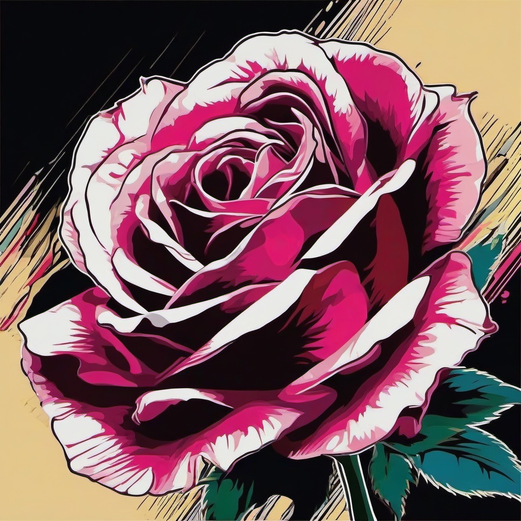 Weeping rose draw in pop art style