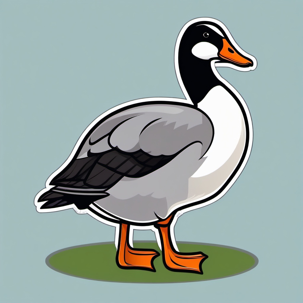 Sebastopol Goose cartoon - goose with curly feathers  cartoon sticker style