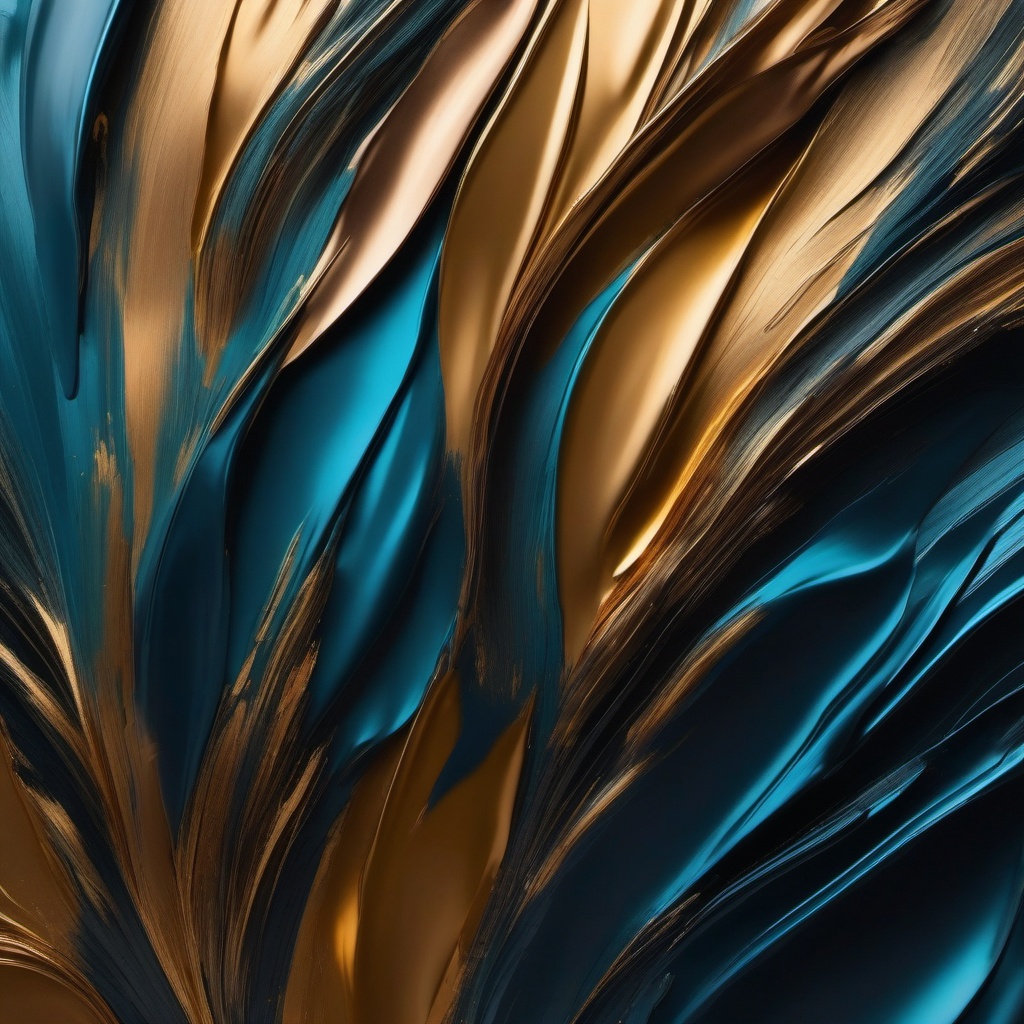 Abstract brush strokes in metallic hues top view, product photoshoot realistic background, hyper detail, high resolution