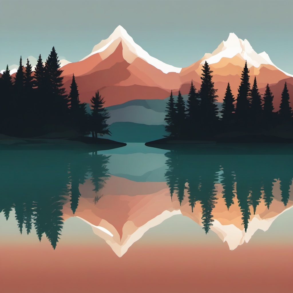 Mountain Lake Reflections clipart - Reflections in a tranquil lake, ,vector color clipart,minimal