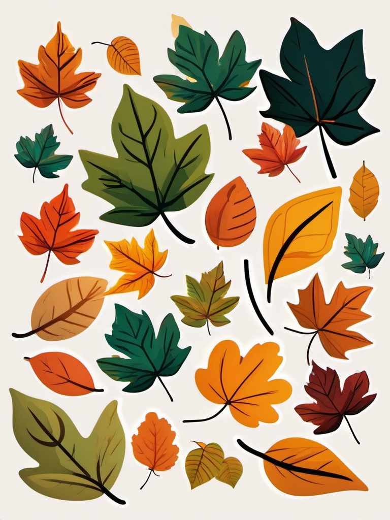 Falling Leaves Sticker - Embrace the beauty of autumn with this sticker featuring colorful and falling leaves, , sticker vector art, minimalist design