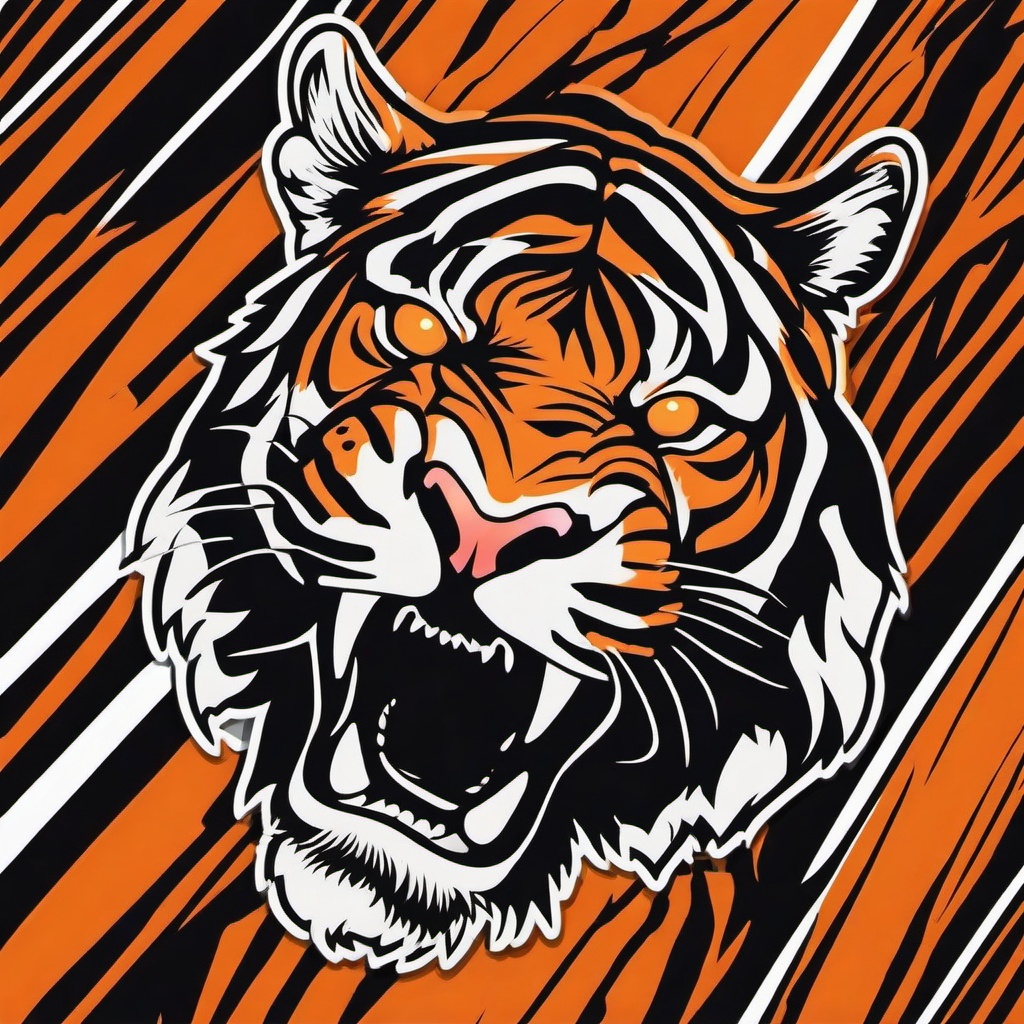 Tiger Sticker - A fierce tiger with vibrant orange and black stripes. ,vector color sticker art,minimal