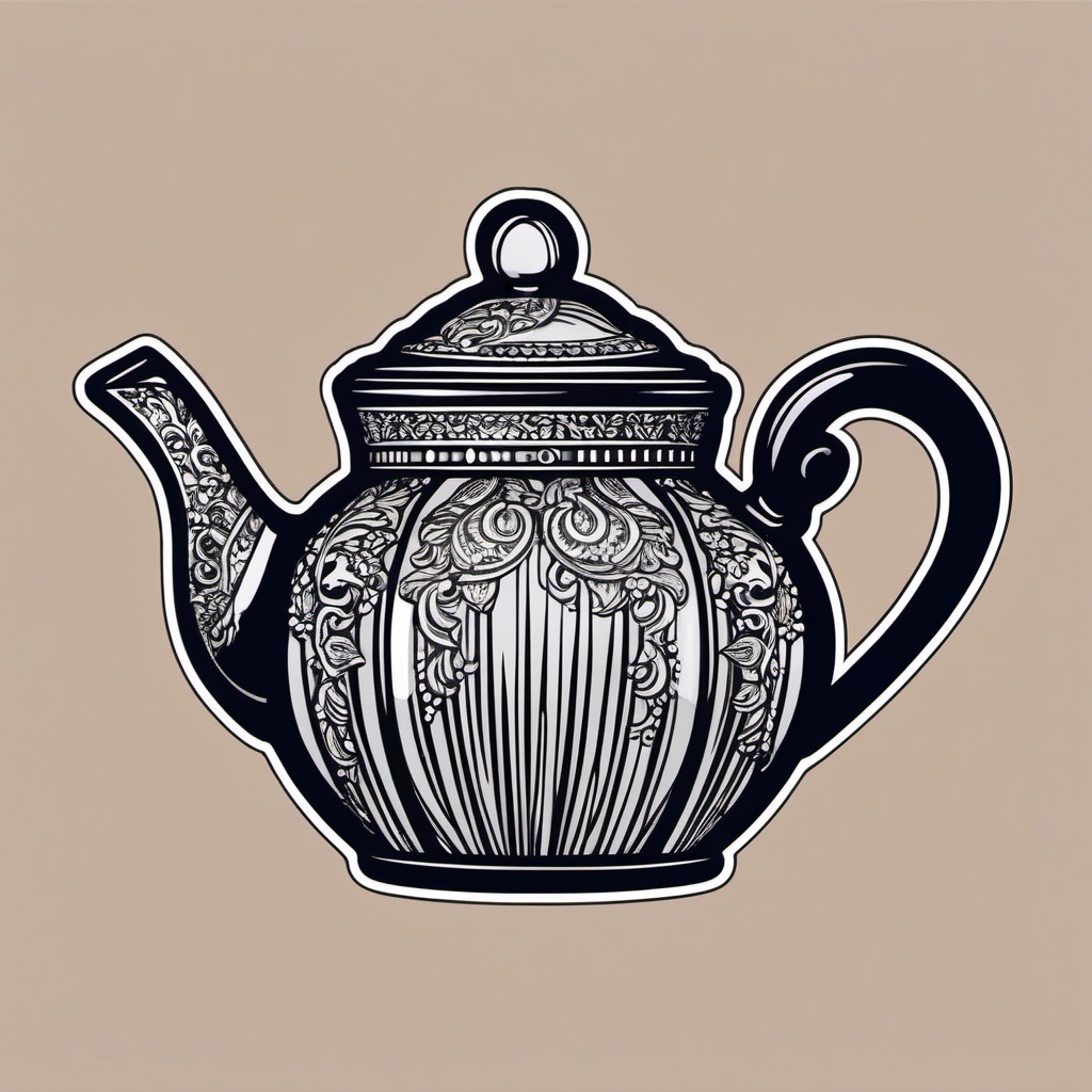 Teapot Sticker - Elegant teapot design, ,vector color sticker art,minimal