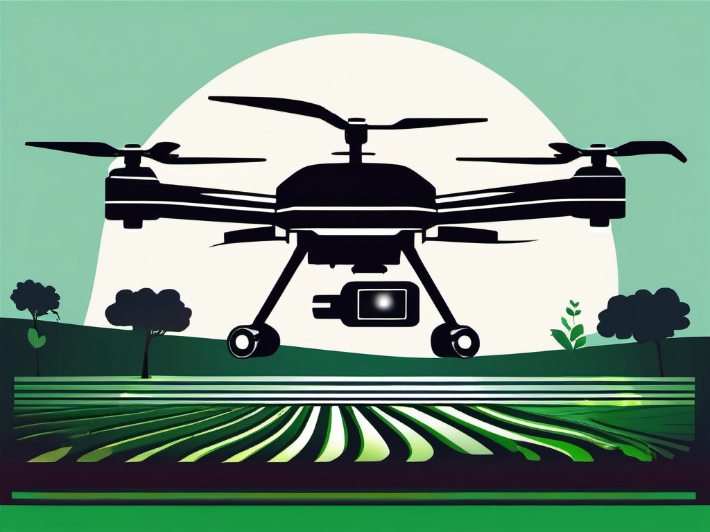 Smart Farming Drone in Action clipart - Smart farming drone in action, ,vector color clipart,minimal