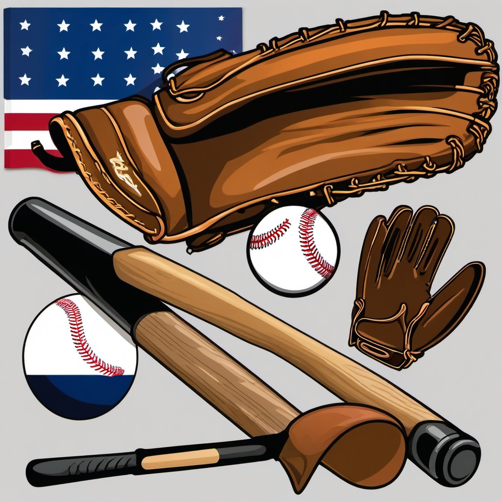 Sport clipart - baseball glove and bat  vector clipart