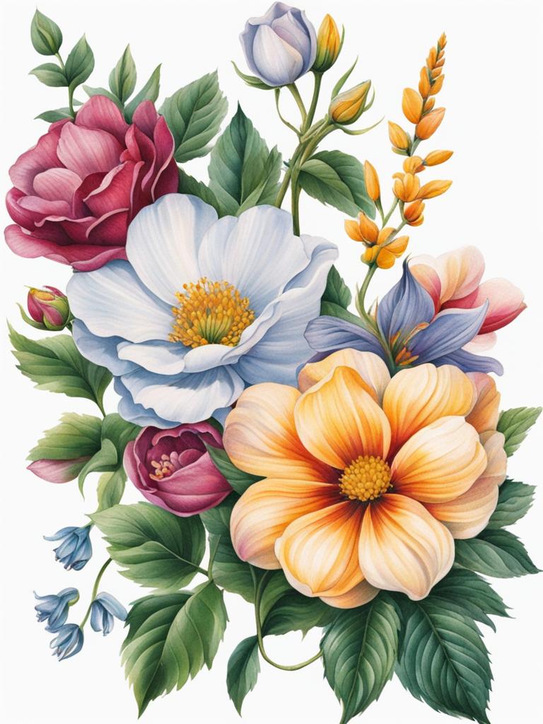 September birth month flower tattoo, Tattoos representing the birth flower for the month of September.  vivid colors, white background, tattoo design