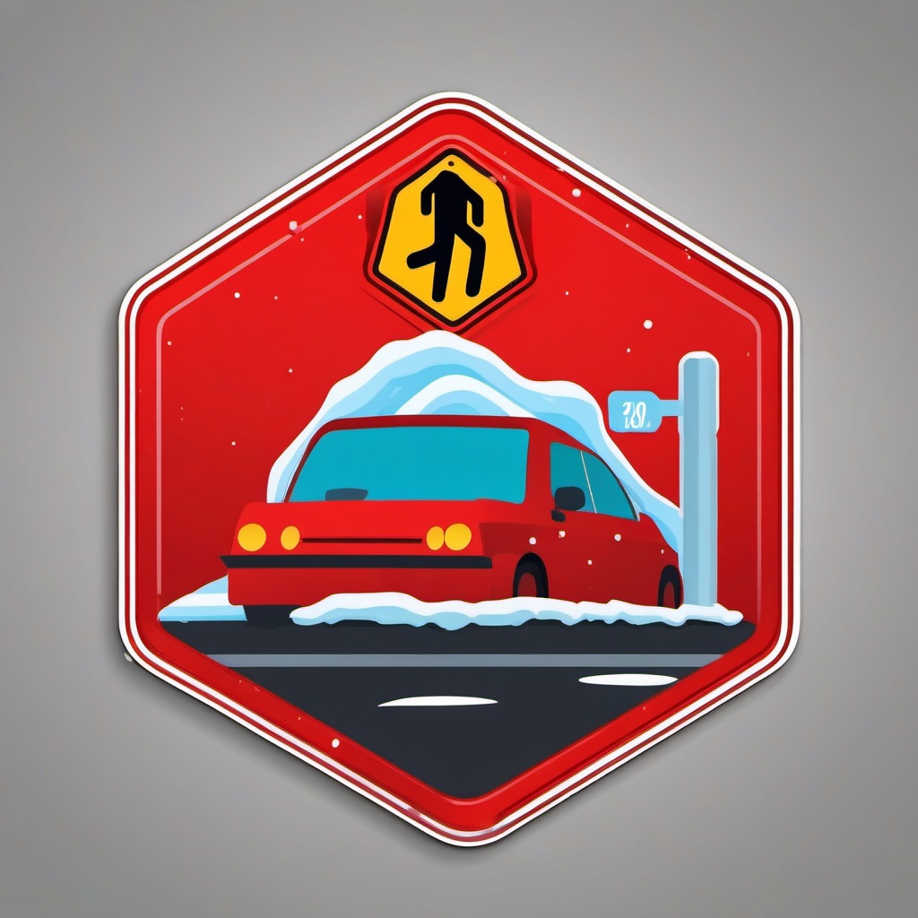 Icy Road Sign Sticker- Slippery Conditions, , Sticker