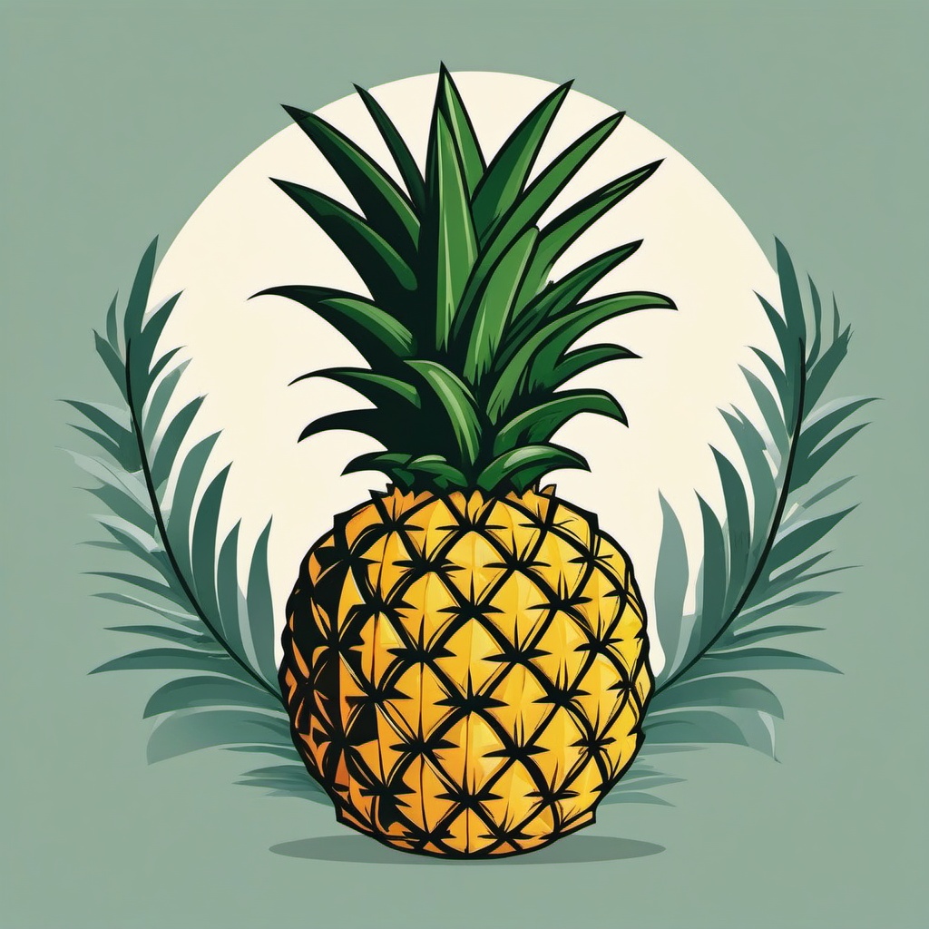 Pineapple Clipart - Whole ripe pineapple with its crown.  color vector clipart, minimal style