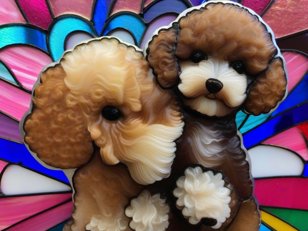 Stained Glass Toy Poodle - Toy poodle with fluffy coat  