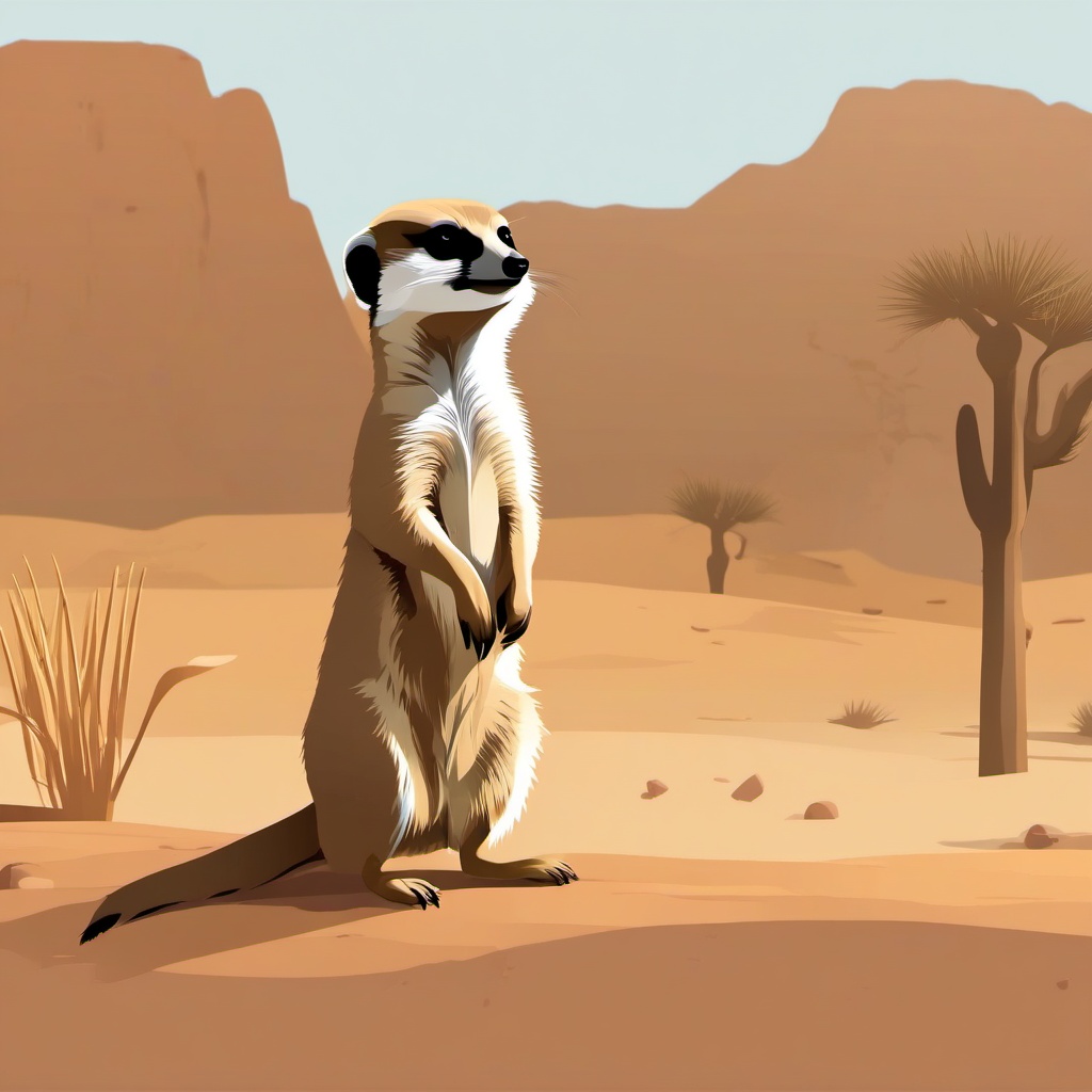 Meerkat clipart - Small, social mongoose in arid regions, ,vector color clipart,minimal