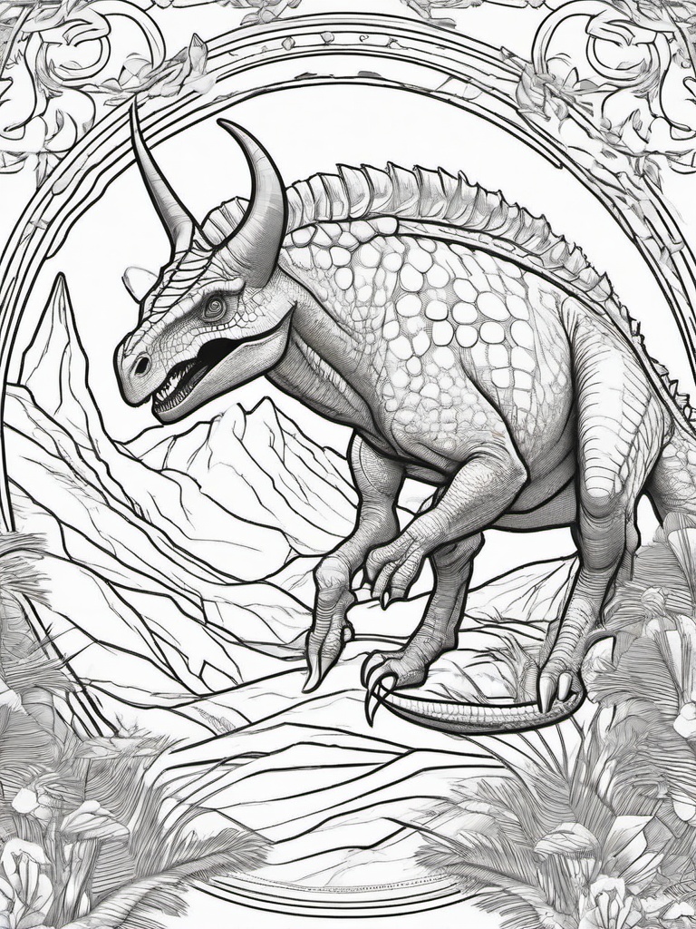 Diabloceratops Coloring Pages - Devil-Horned Dinosaur  black outline printable coloring page