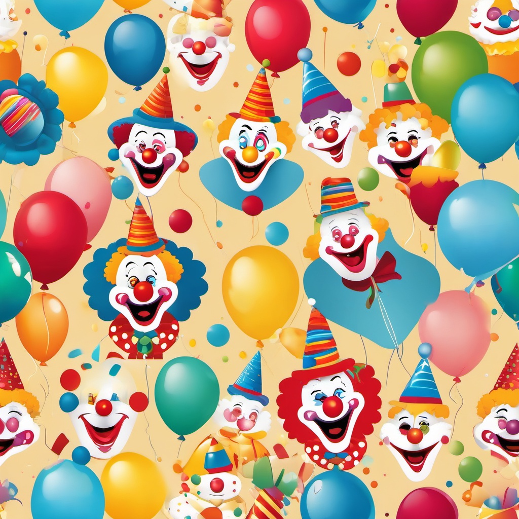 Birthday Clown clipart - Silly and cheerful birthday clown, ,vector color clipart,minimal