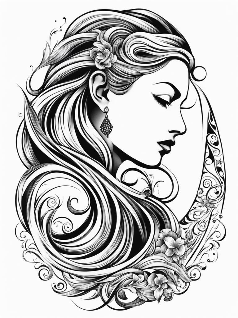 aquarius tattoo black and white design 