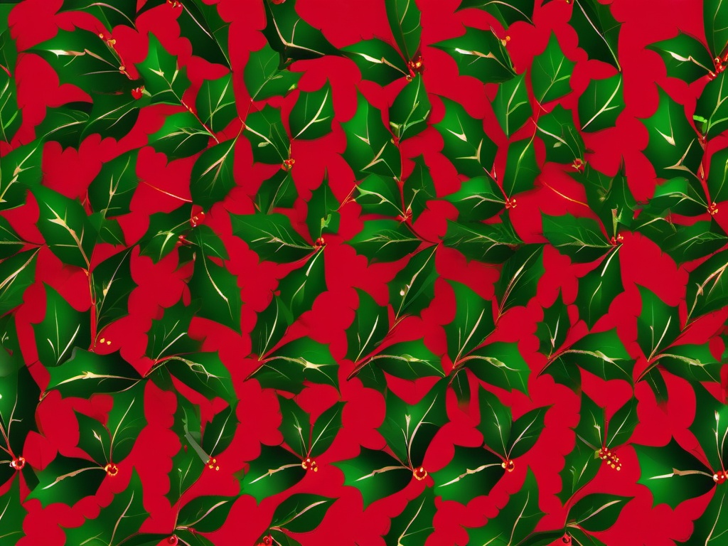 Red & Green Background-Rich red with green holly leaf patterns for a Christmas feel  background wallpaper