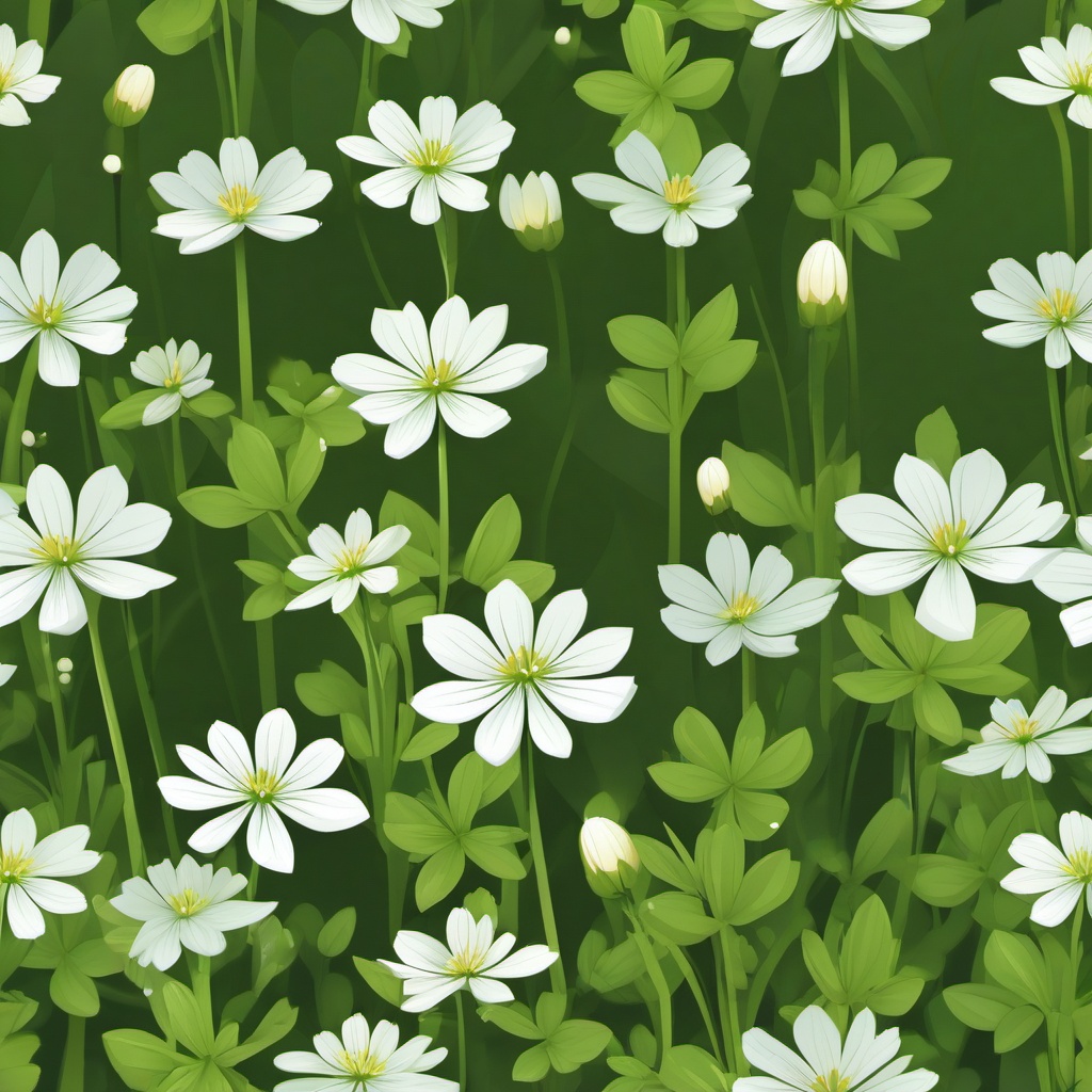 Tundra Arctic Chickweed Clip Art - Arctic chickweed in the tundra,  color vector clipart, minimal style