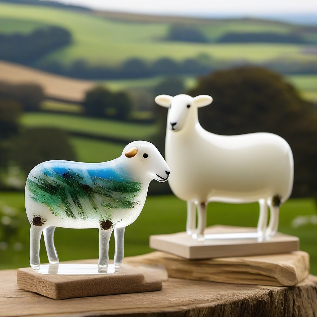 Fused Glass Sheep - Infuse a touch of countryside charm with fused glass sheep designs, showcasing these gentle farm animals in artistic compositions.  