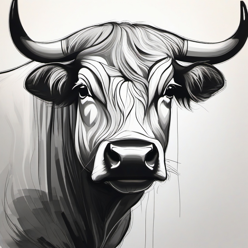 sketch of a bull  minimal rough sketch scribbles,doodles,black and white