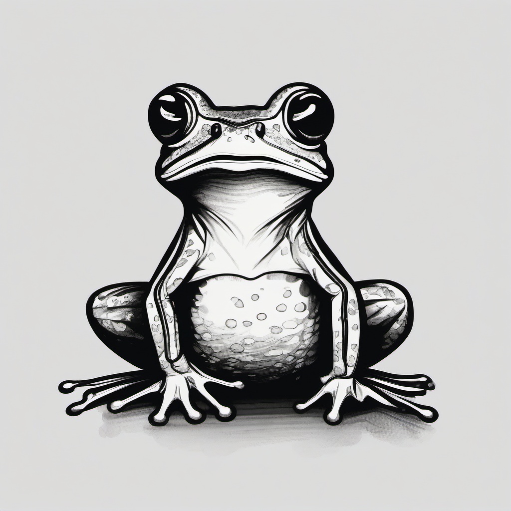 drawing of hula painted frog  minimal rough sketch scribbles,doodles,black and white